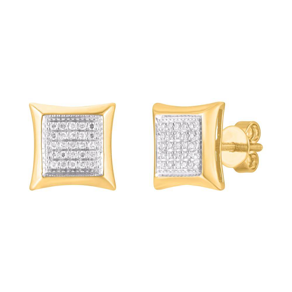 10 Karat Yellow Gold 0.25 Carat Diamond Square Earrings - Picasso Gold & Diamond Jewelry