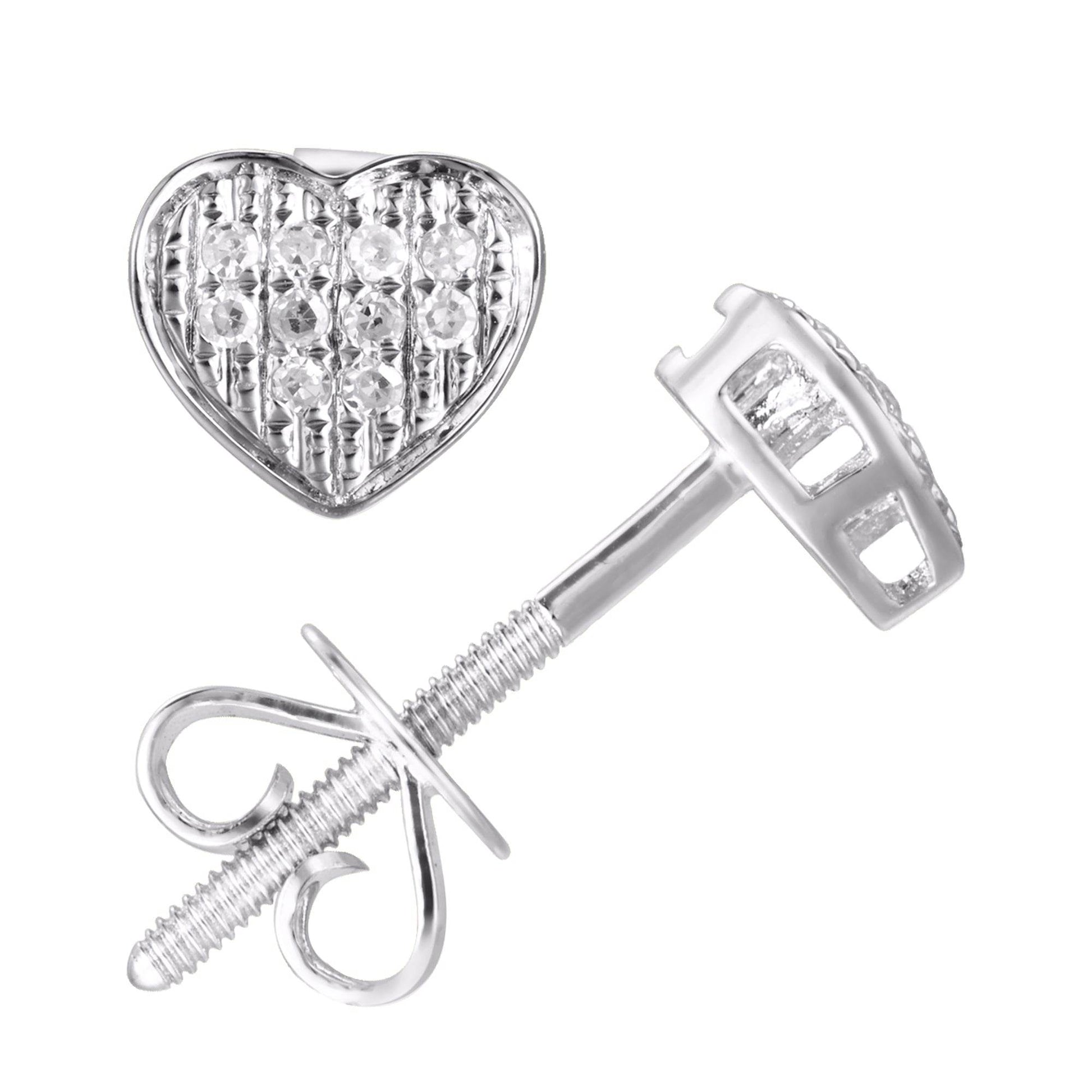10 Karat White Gold 0.05 Carat Heart Shape Earring - Picasso Gold & Diamond Jewelry