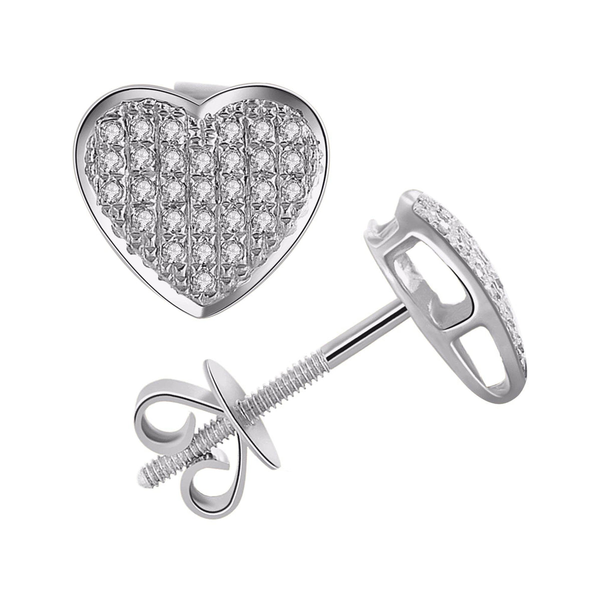 10K White Gold 0.15 Carat Heart Shape Earring - Picasso Gold & Diamond Jewelry