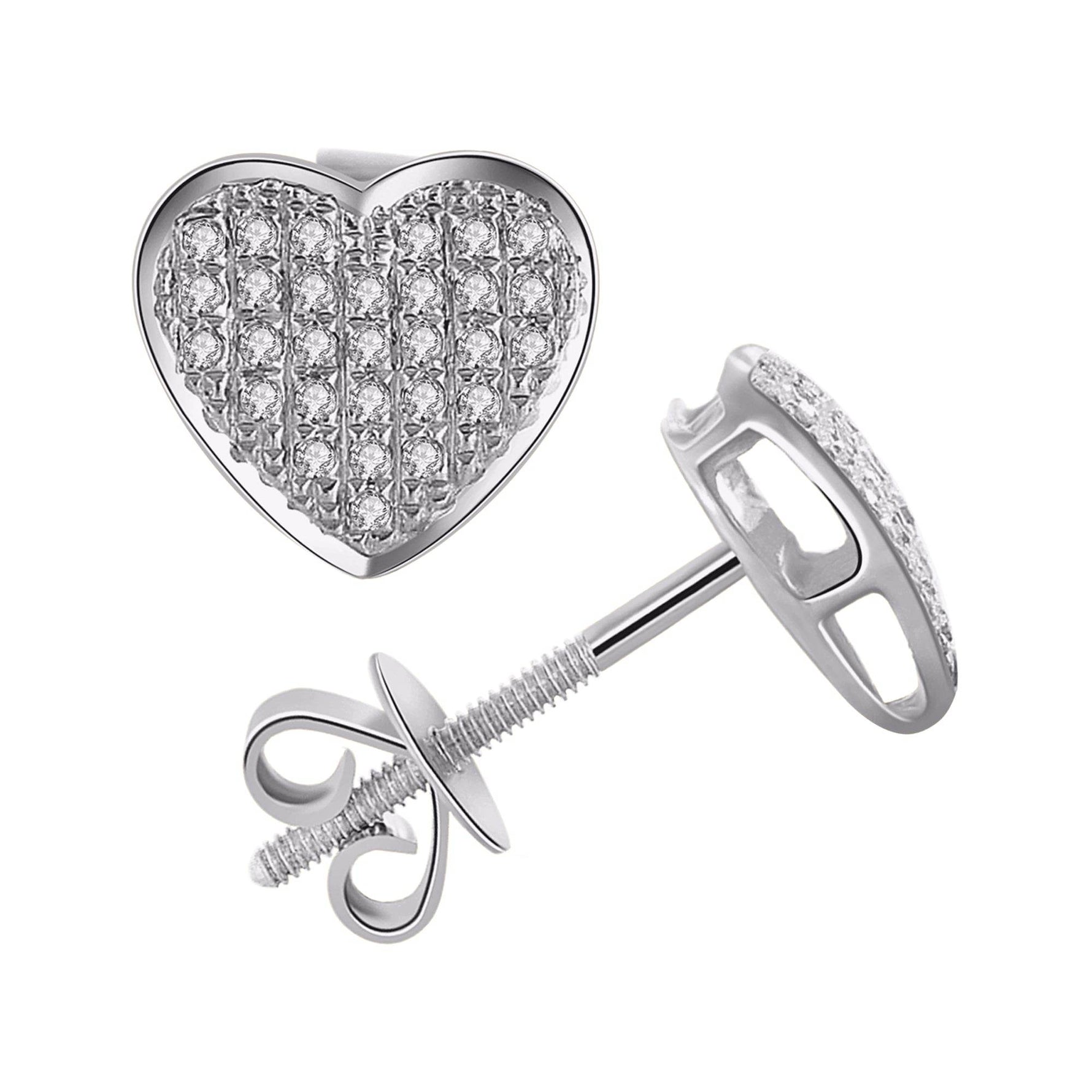 10K White Gold 0.15 Carat Heart Shape Earring - Picasso Gold & Diamond Jewelry