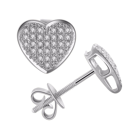 10 Karat White Gold 0.15 Carat Diamond Heart Earrings - Picasso Gold & Diamond Jewelry