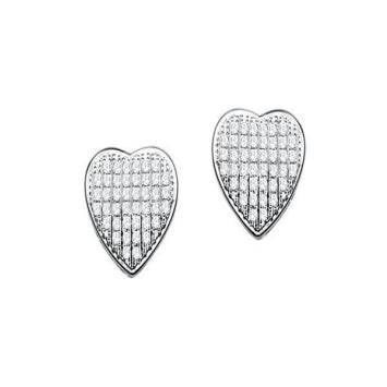 10 Karat White Gold 0.25 Carat Diamond Heart Earrings - Picasso Gold & Diamond Jewelry