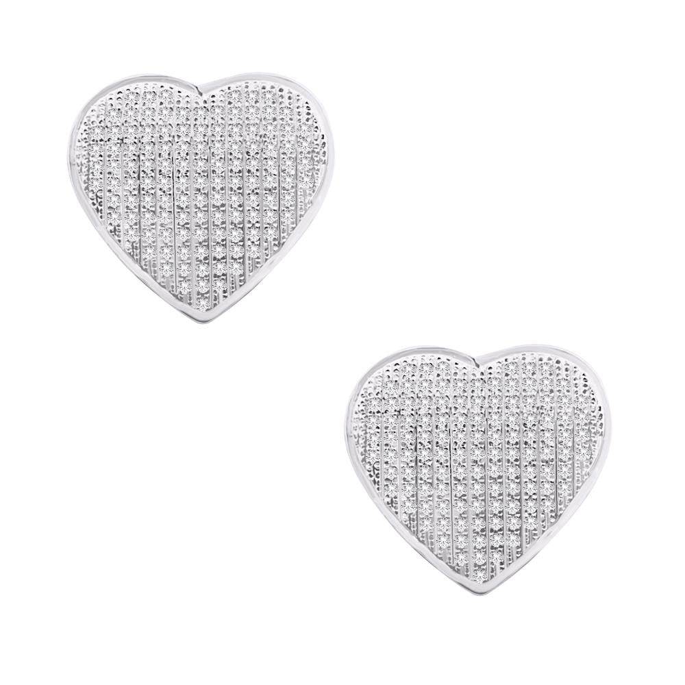 10 Karat White Gold 0.33 Carat Diamond Heart Earrings - Picasso Gold & Diamond Jewelry