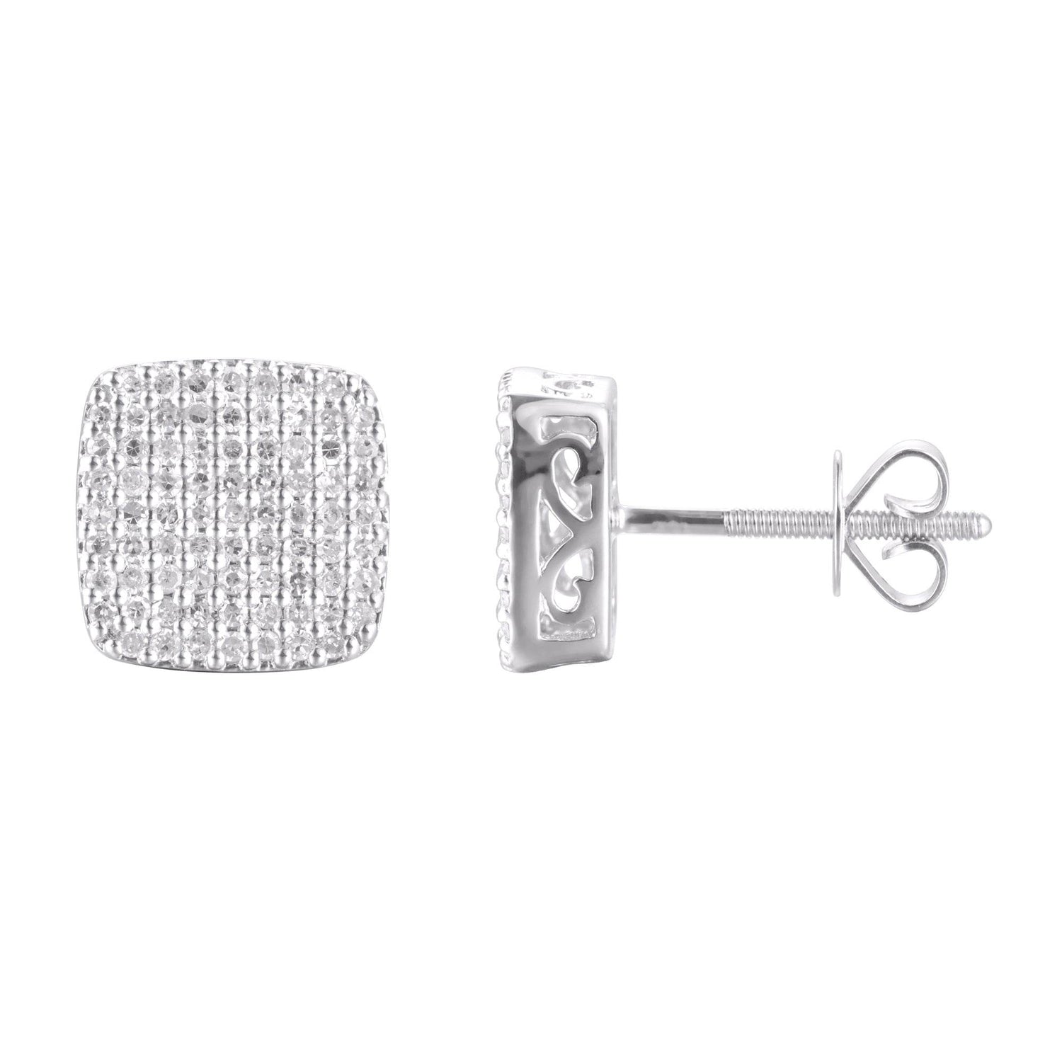 10 Karat White Gold 0.75 Carat Diamond Cushion Earrings - Picasso Gold & Diamond Jewelry