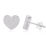 10 Karat White Gold 0.50 Carat Diamond Heart Earrings - Picasso Gold & Diamond Jewelry