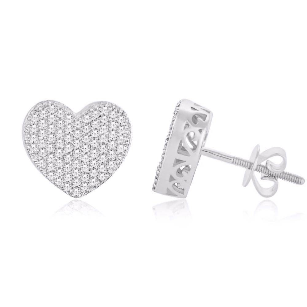 10 Karat White Gold 0.50 Carat Diamond Heart Earrings - Picasso Gold & Diamond Jewelry
