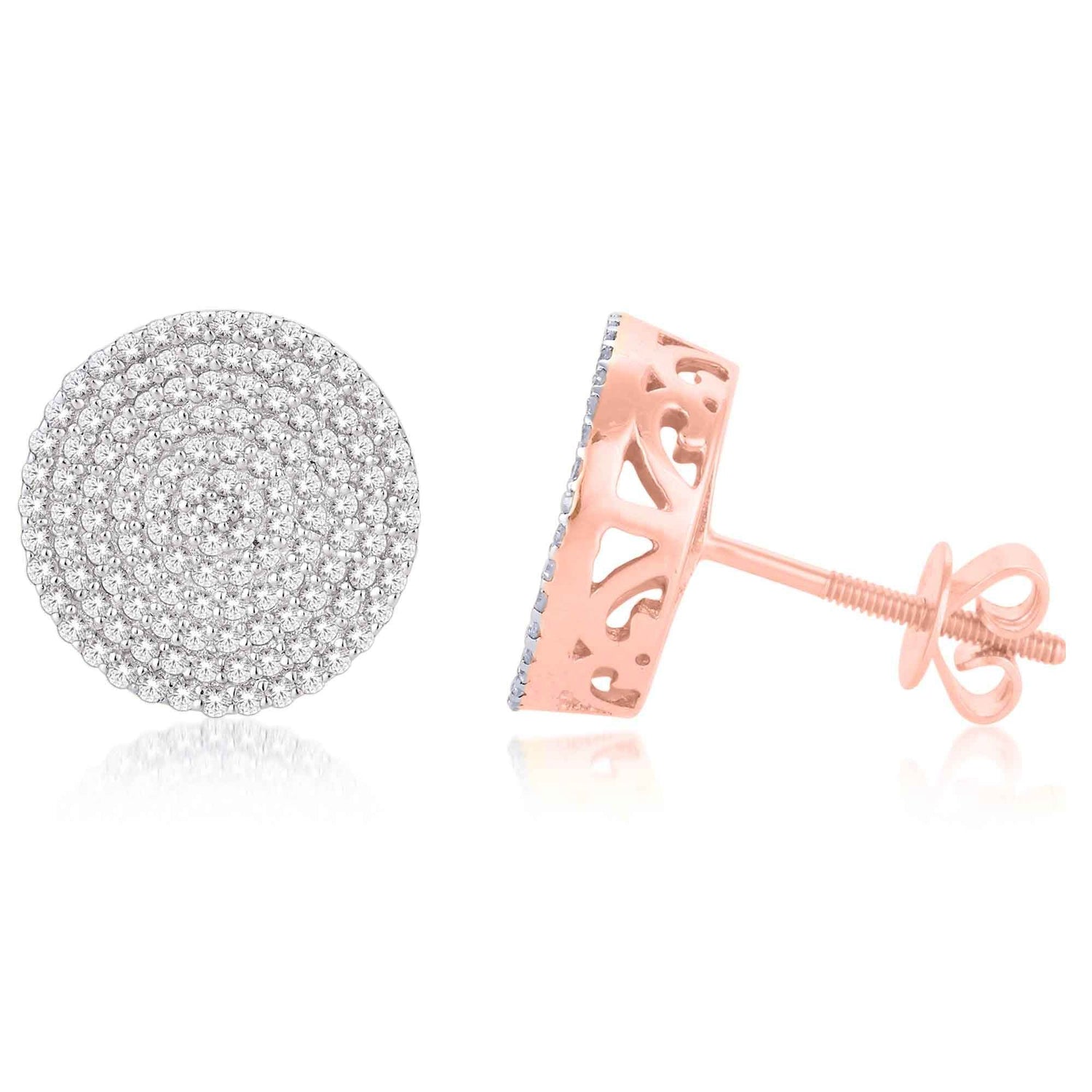 10 Karat Rose Gold 0.50 Carat Diamond Round Earrings - Picasso Gold & Diamond Jewelry