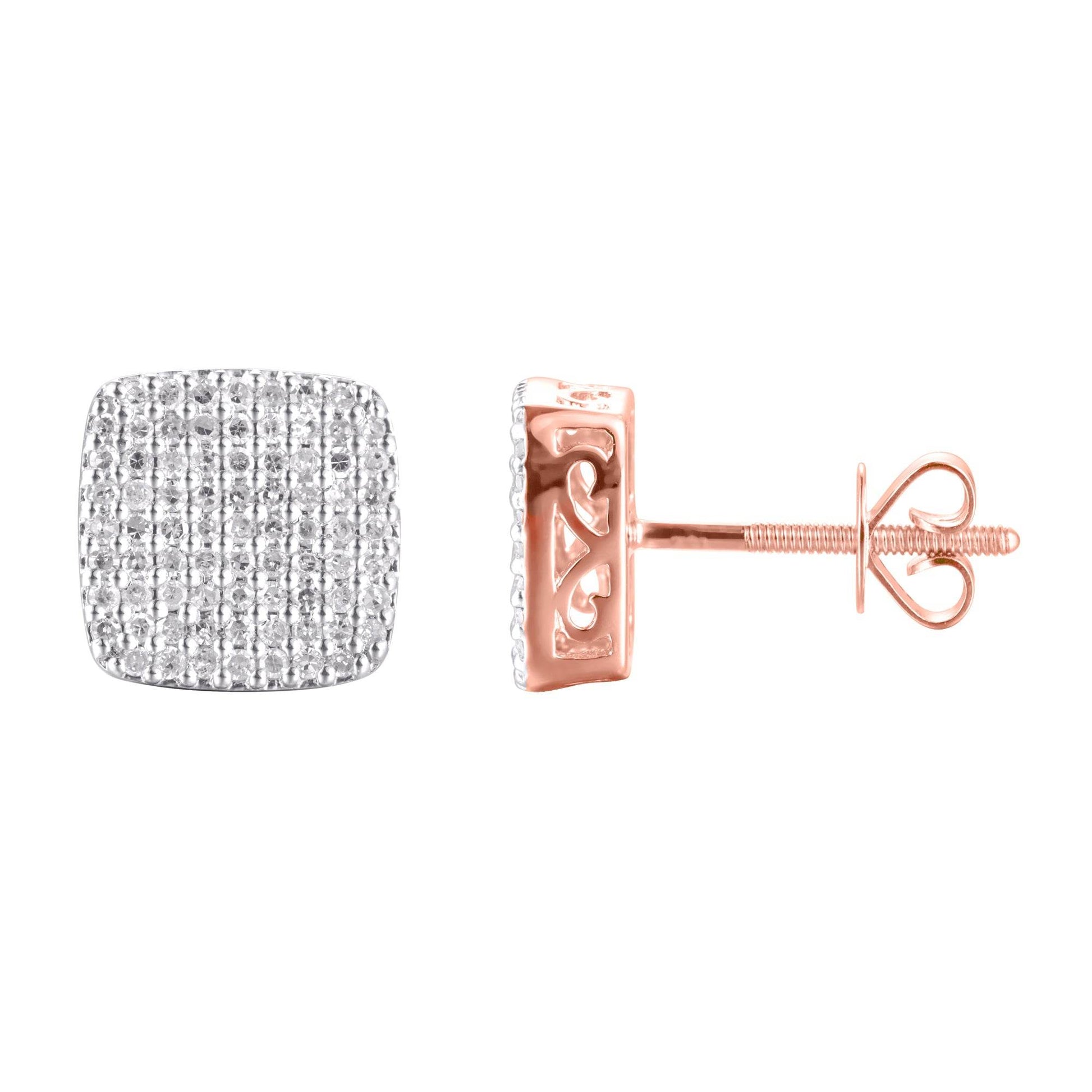 10 Karat Rose Gold 0.50 Carat Diamond Cushion Earrings - Picasso Gold & Diamond Jewelry