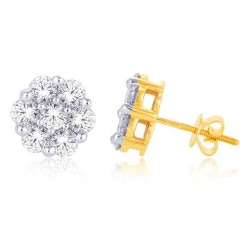 10 Karat White Gold 0.15 Carat Diamond Flower Earrings - Picasso Gold & Diamond Jewelry