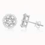 10 Karat White Gold 1.00 Carat Diamond Flower Earrings - Picasso Gold & Diamond Jewelry