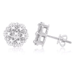 10 Karat White Gold 2.00 Carat Diamond Flower Earrings - Picasso Gold & Diamond Jewelry