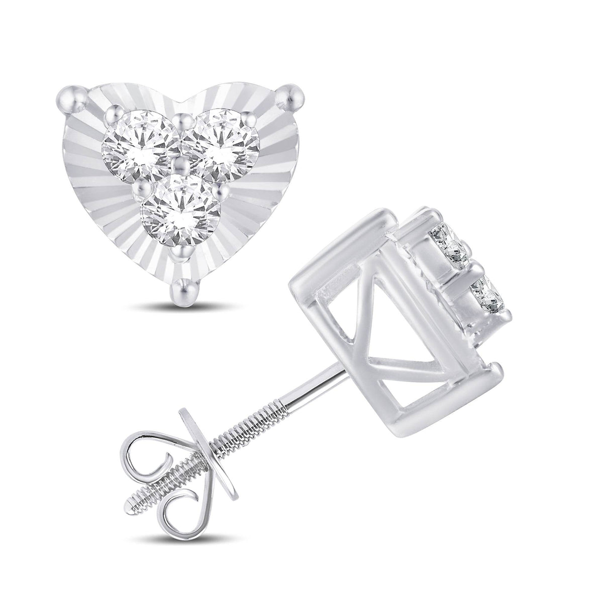 10 Karat White Gold 0.25 Carat Diamond Heart Earrings - Picasso Gold & Diamond Jewelry