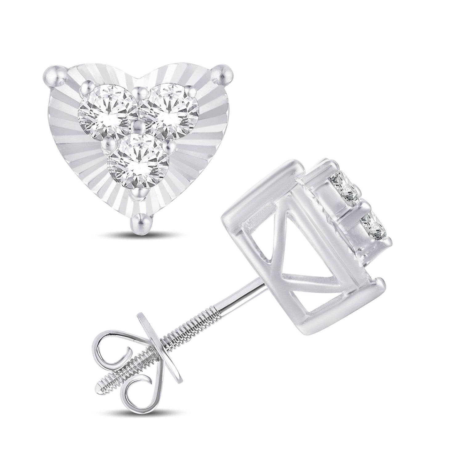 10 Karat White Gold 0.25 Carat Diamond Heart Earrings - Picasso Gold & Diamond Jewelry