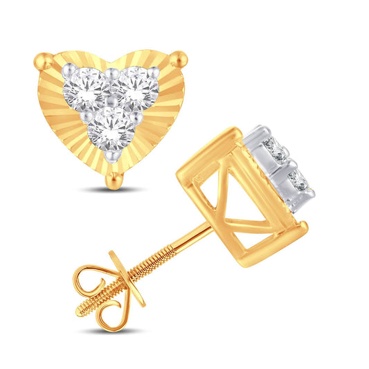 10 Karat Yellow Gold 0.25 Carat Diamond Heart Earrings - Picasso Gold & Diamond Jewelry