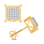 10 Karat Yellow Gold 0.20 Carat Diamond Square Earrings - Picasso Gold & Diamond Jewelry