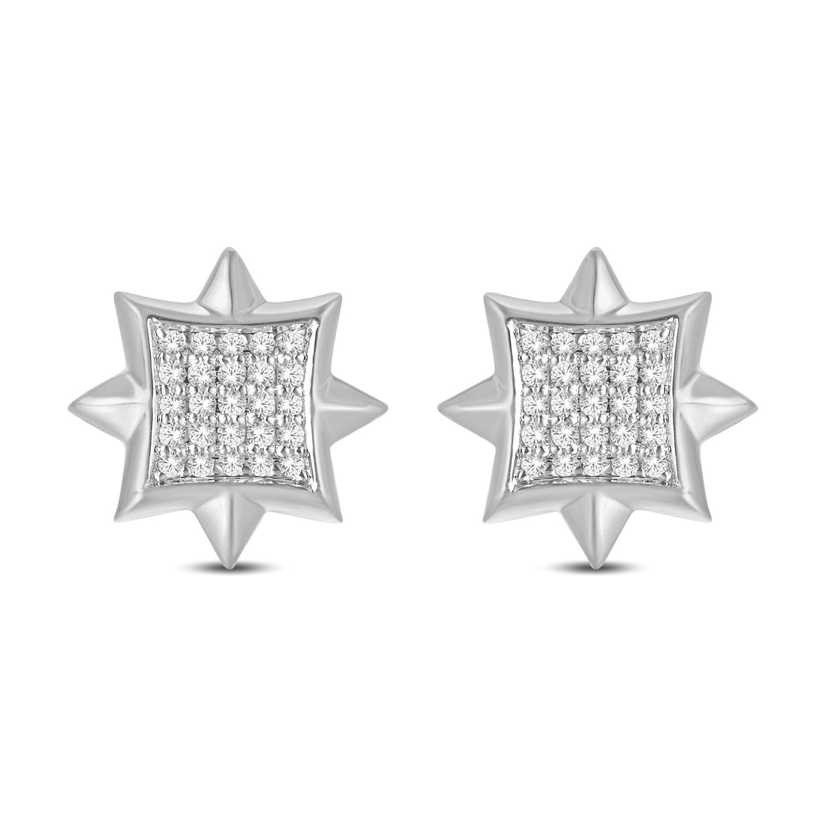 10 Karat White Gold 0.14 Carat Diamond Star Earrings - Picasso Gold & Diamond Jewelry