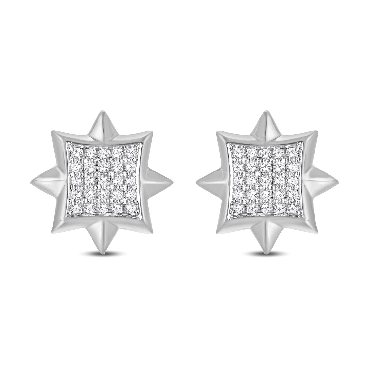 10 Karat White Gold 0.14 Carat Diamond Star Earrings - Picasso Gold & Diamond Jewelry