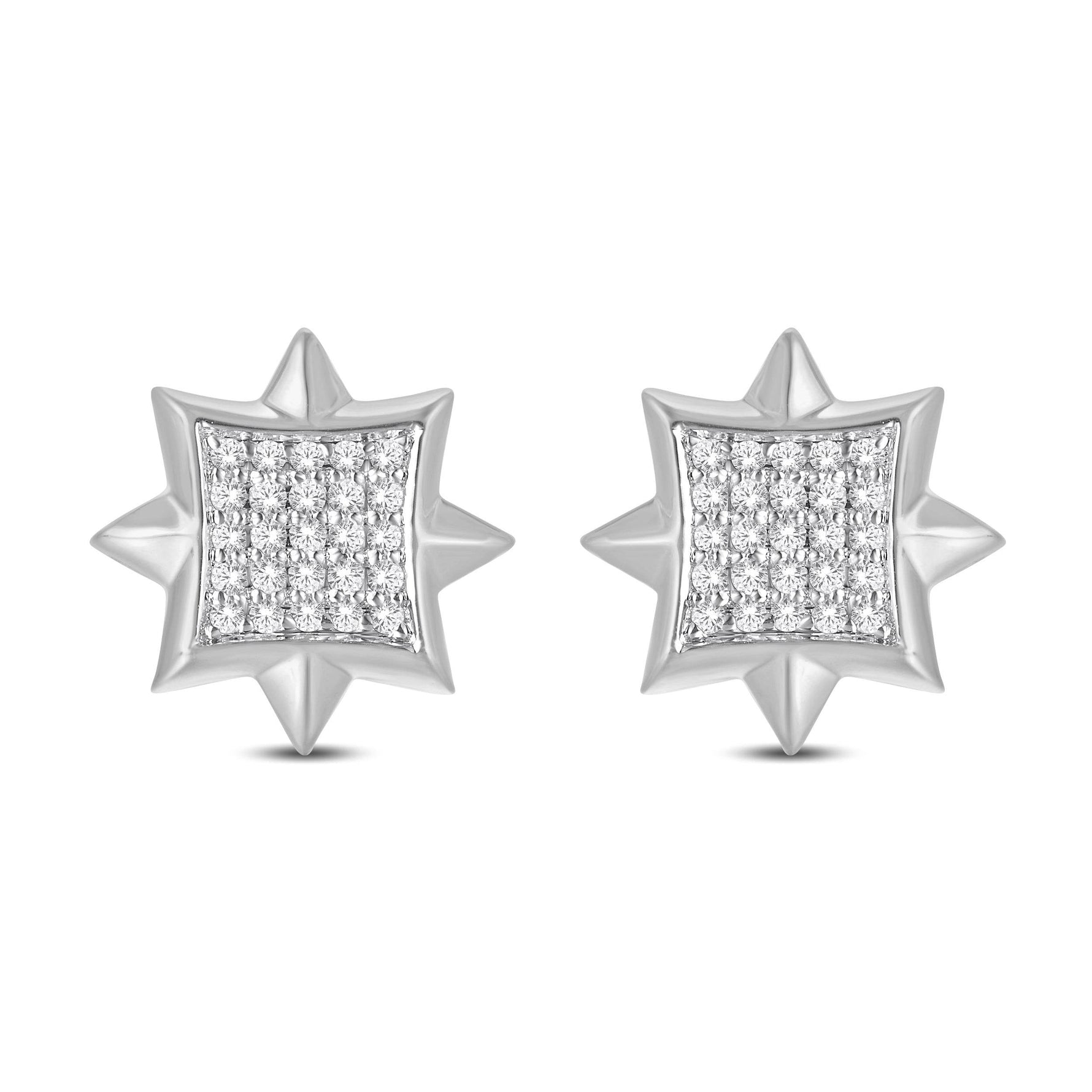 10 Karat White Gold 0.14 Carat Diamond Star Earrings - Picasso Gold & Diamond Jewelry
