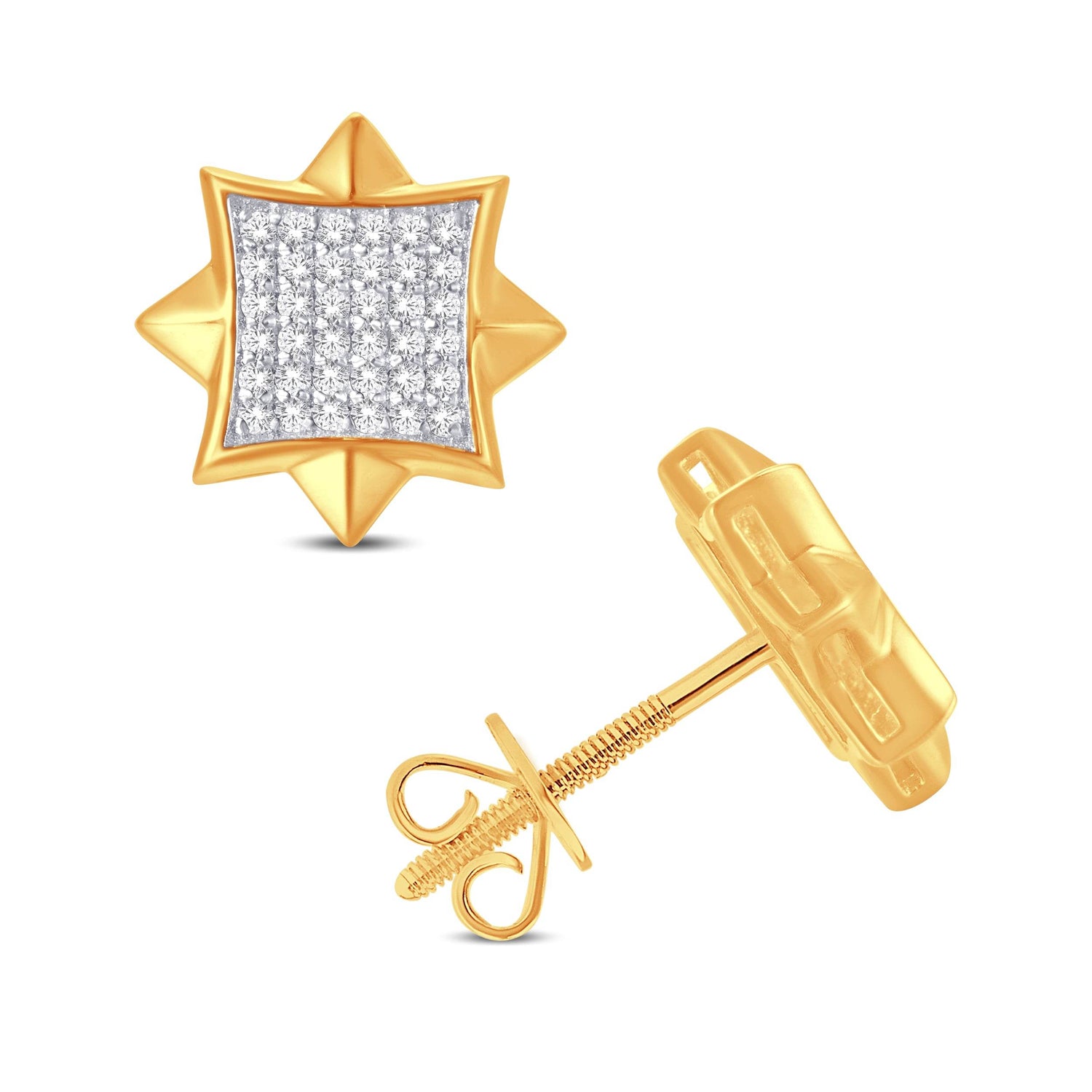 10 Karat Yellow Gold 0.25 Carat Diamond Star Earrings - Picasso Gold & Diamond Jewelry