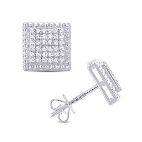 10 Karat White Gold 0.25 Carat Diamond Square Earrings-0125763-WG - Picasso Gold & Diamond Jewelry