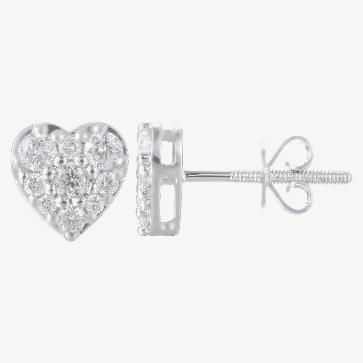 10 Karat White Gold 0.50 Carat Diamond Heart Earrings - Picasso Gold & Diamond Jewelry