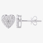 10 Karat White Gold 0.50 Carat Diamond Heart Earrings - Picasso Gold & Diamond Jewelry