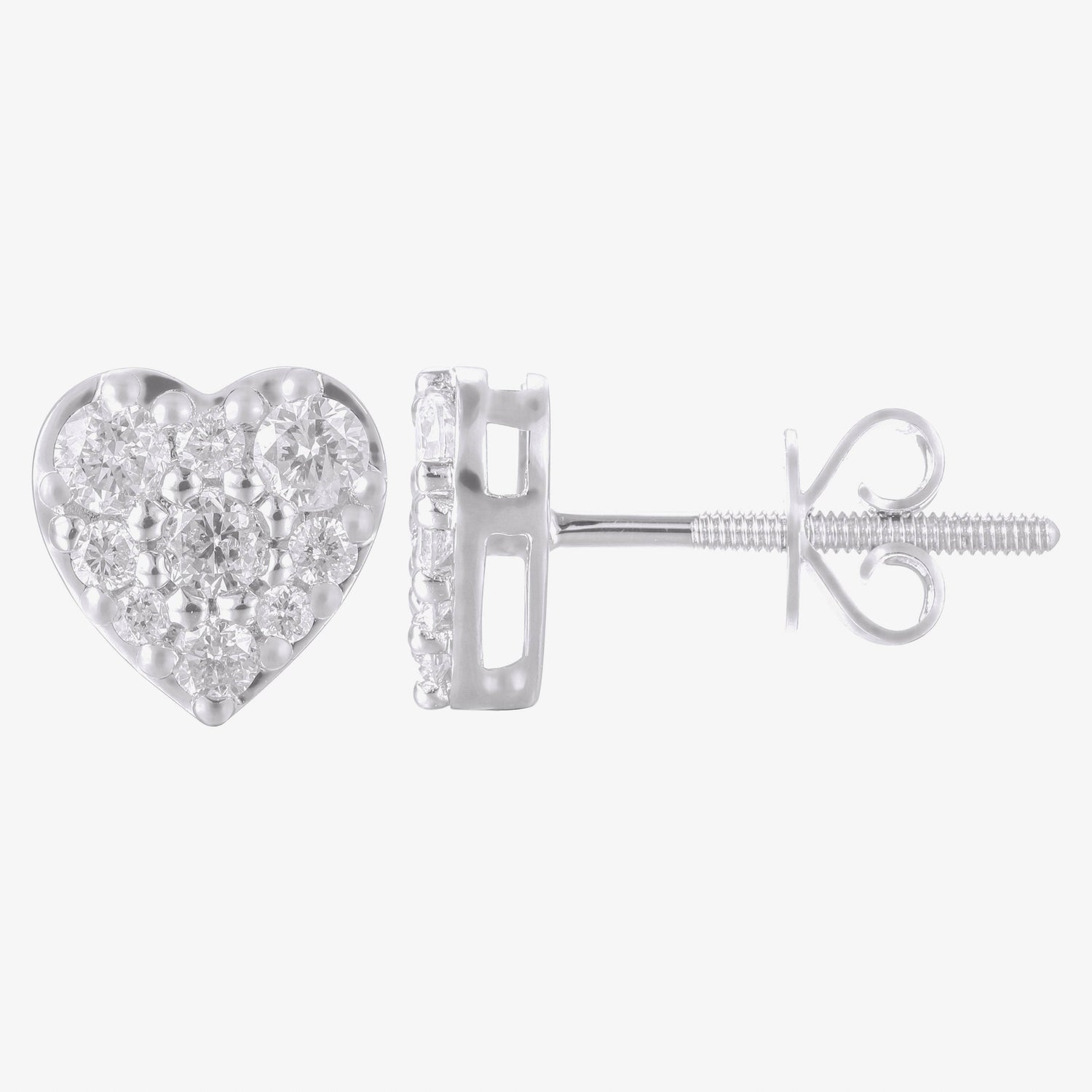 10 Karat White Gold 0.50 Carat Diamond Heart Earrings - Picasso Gold & Diamond Jewelry