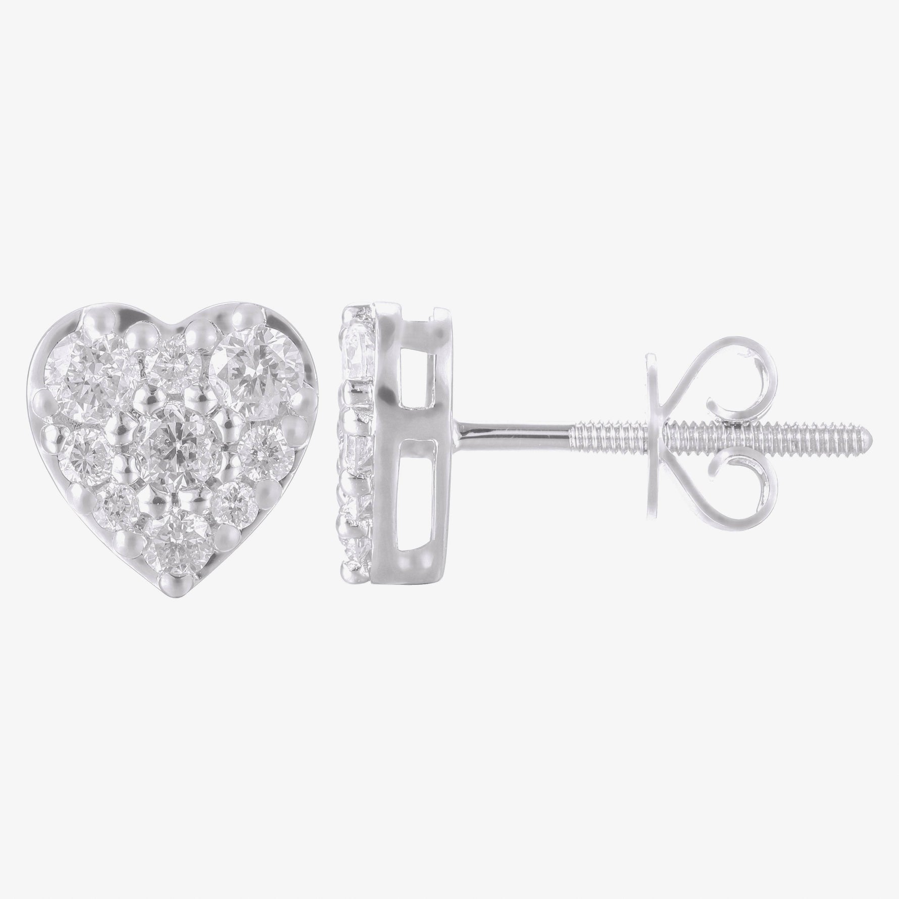 10 Karat White Gold 0.50 Carat Diamond Heart Earrings - Picasso Gold & Diamond Jewelry
