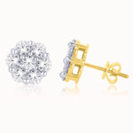 14 Karat Yellow Gold 0.50 Carat Diamond Flower Earrings - Picasso Gold & Diamond Jewelry