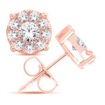 14 Karat Rose Gold 0.25 Carat Diamond Flower Stud Earrings - Picasso Gold & Diamond Jewelry