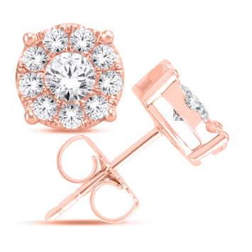 14 Karat Rose Gold 0.25 Carat Diamond Flower Stud Earrings - Picasso Gold & Diamond Jewelry