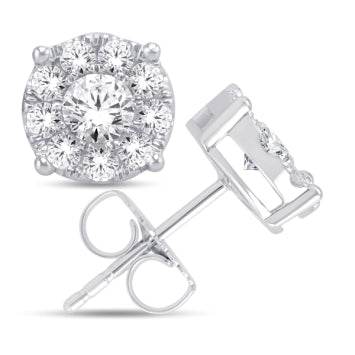 14 Karat White Gold 0.25 Carat Diamond Flower Stud Earrings - Picasso Gold & Diamond Jewelry