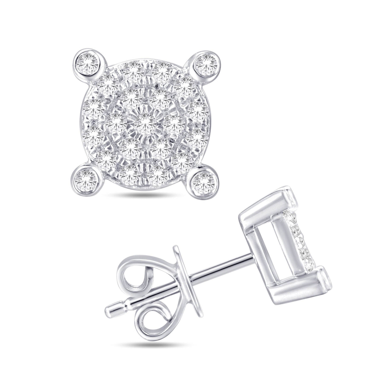 10 Karat White Gold 0.15 Carat Diamond Round Earrings - Picasso Gold & Diamond Jewelry