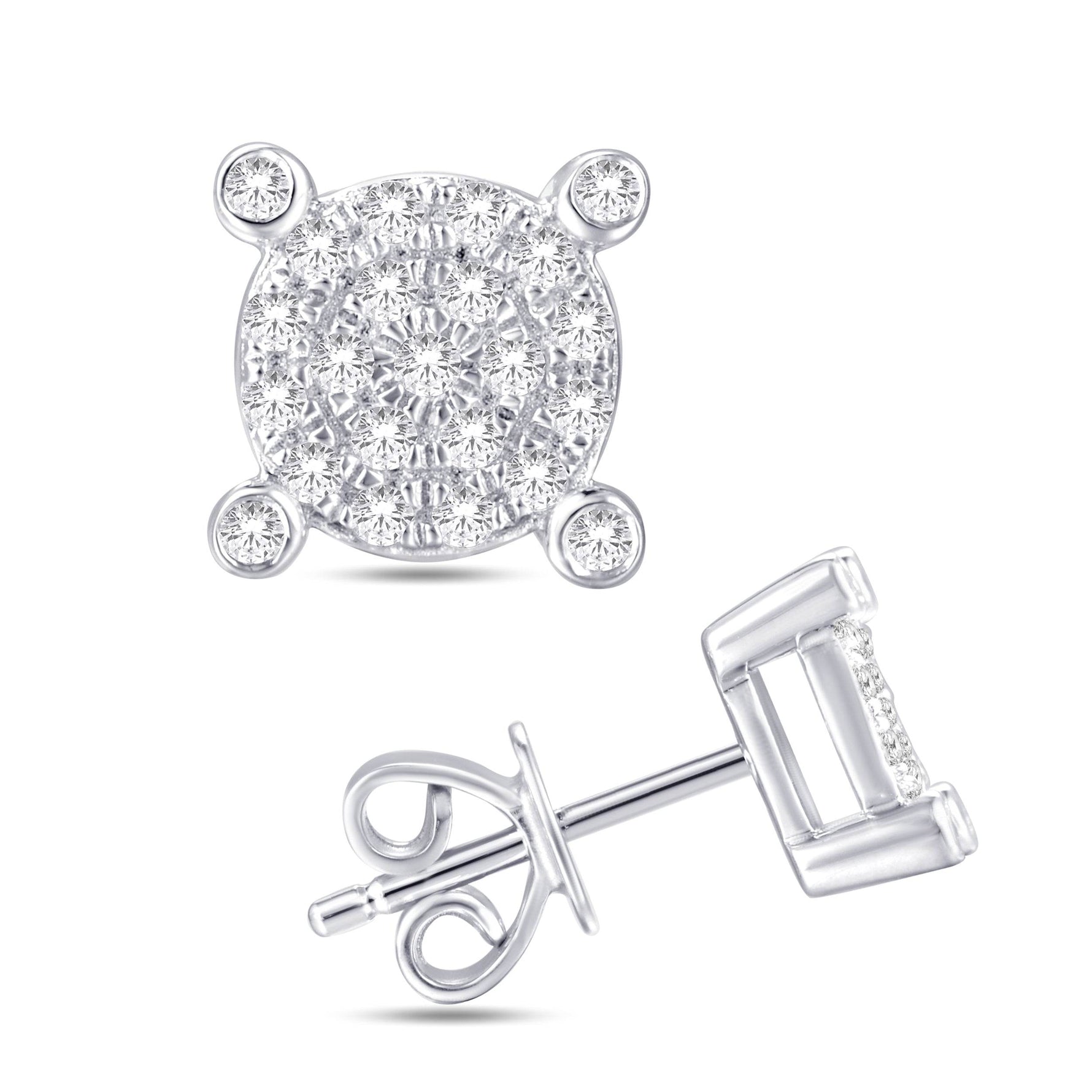 10 Karat White Gold 0.15 Carat Diamond Round Earrings - Picasso Gold & Diamond Jewelry
