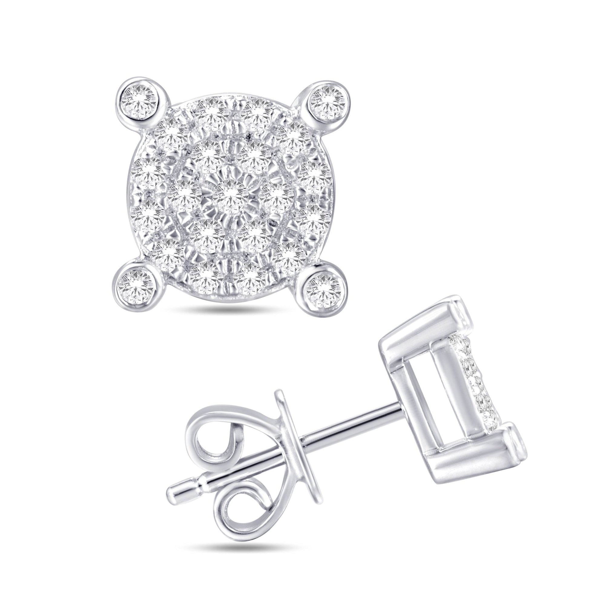 10 Karat White Gold 0.15 Carat Diamond Round Earrings - Picasso Gold & Diamond Jewelry