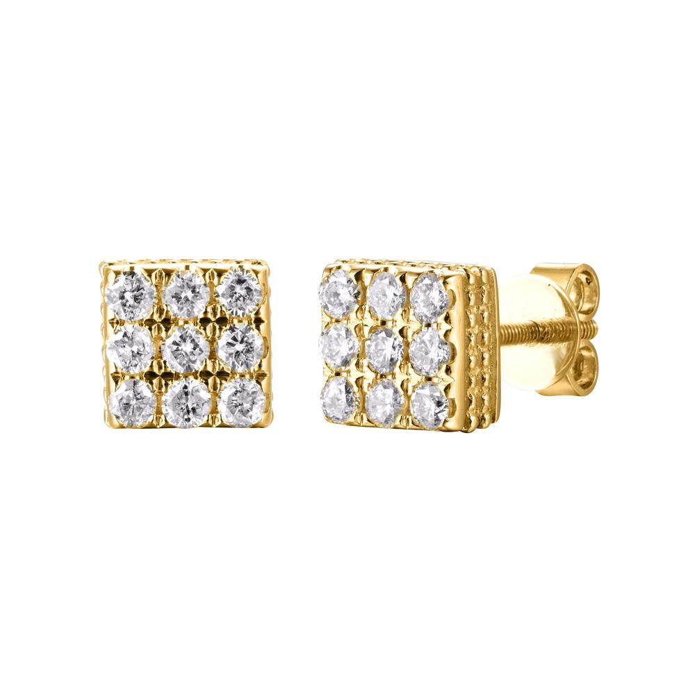 10 Karat All Yellow Gold 0.45 Carat Diamond Square Earrings - Picasso Gold & Diamond Jewelry