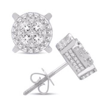 14 Karat White Gold 1.00 Carat Diamond Round Earrings - Picasso Gold & Diamond Jewelry