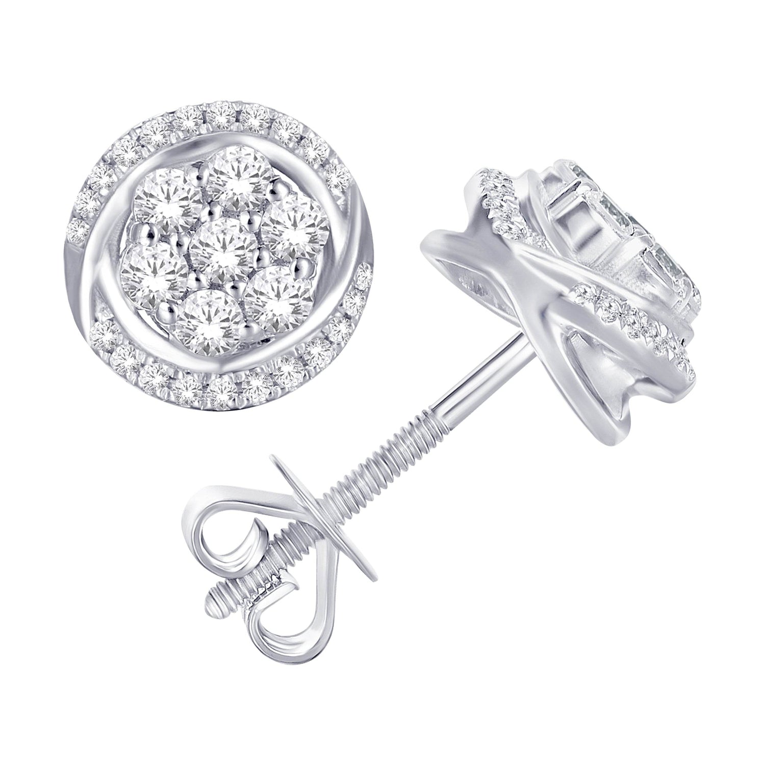 10 Karat White Gold 0.50 Carat Diamond Flower Earrings-0125907-WG - Picasso Gold & Diamond Jewelry