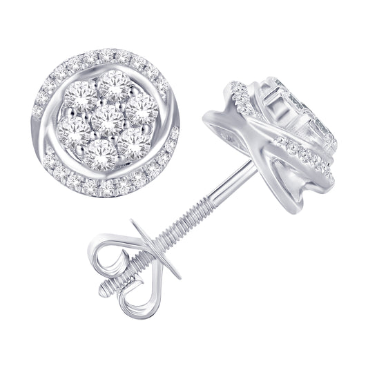 10 Karat White Gold 0.50 Carat Diamond Flower Earrings-0125907-WG