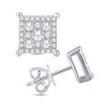 10 Karat White Gold 1.06 Carat Diamond Square Earrings - Picasso Gold & Diamond Jewelry