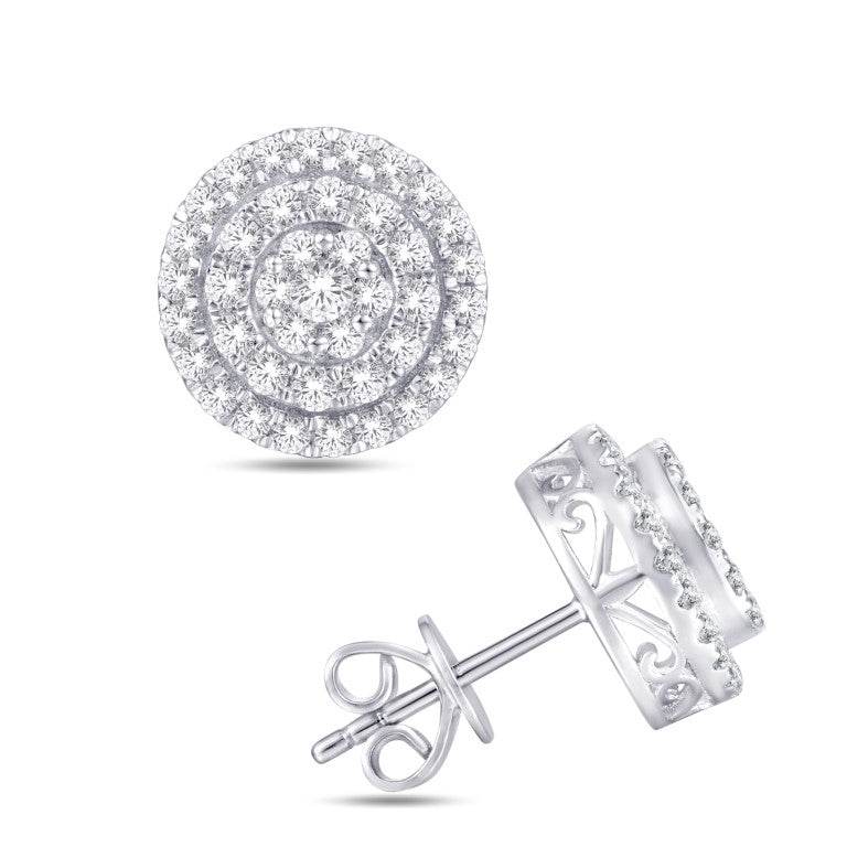 14 Karat White Gold 1.00 Carat Diamond Round Earrings - Picasso Gold & Diamond Jewelry