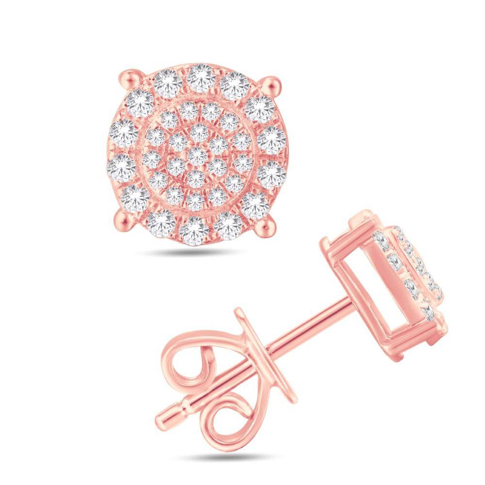 10 Karat All Rose Gold 0.36 Carat Diamond Round Stud Earrings - Picasso Gold & Diamond Jewelry