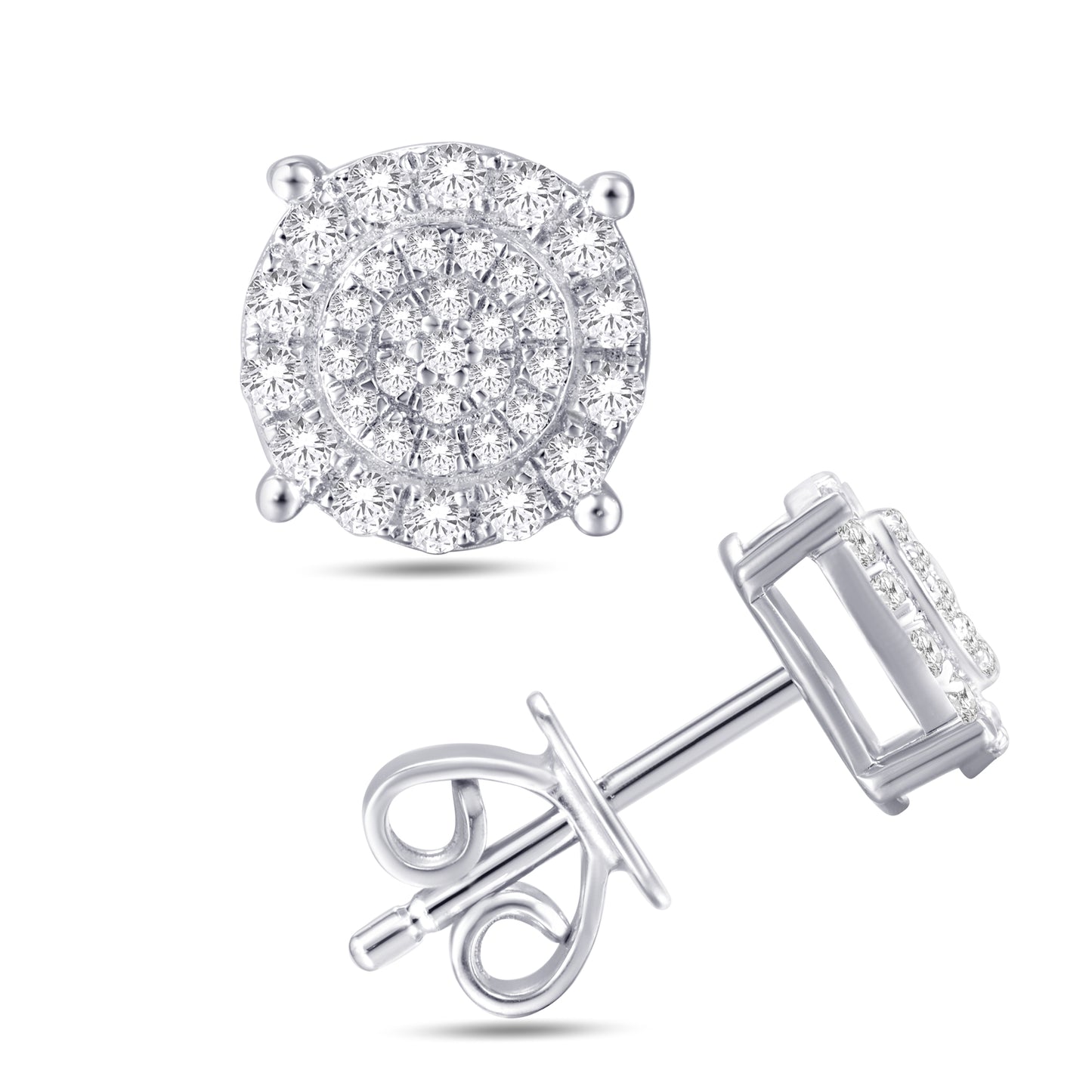 10 Karat White Gold 0.36 Carat Diamond Round Stud Earrings-0125948-WG
