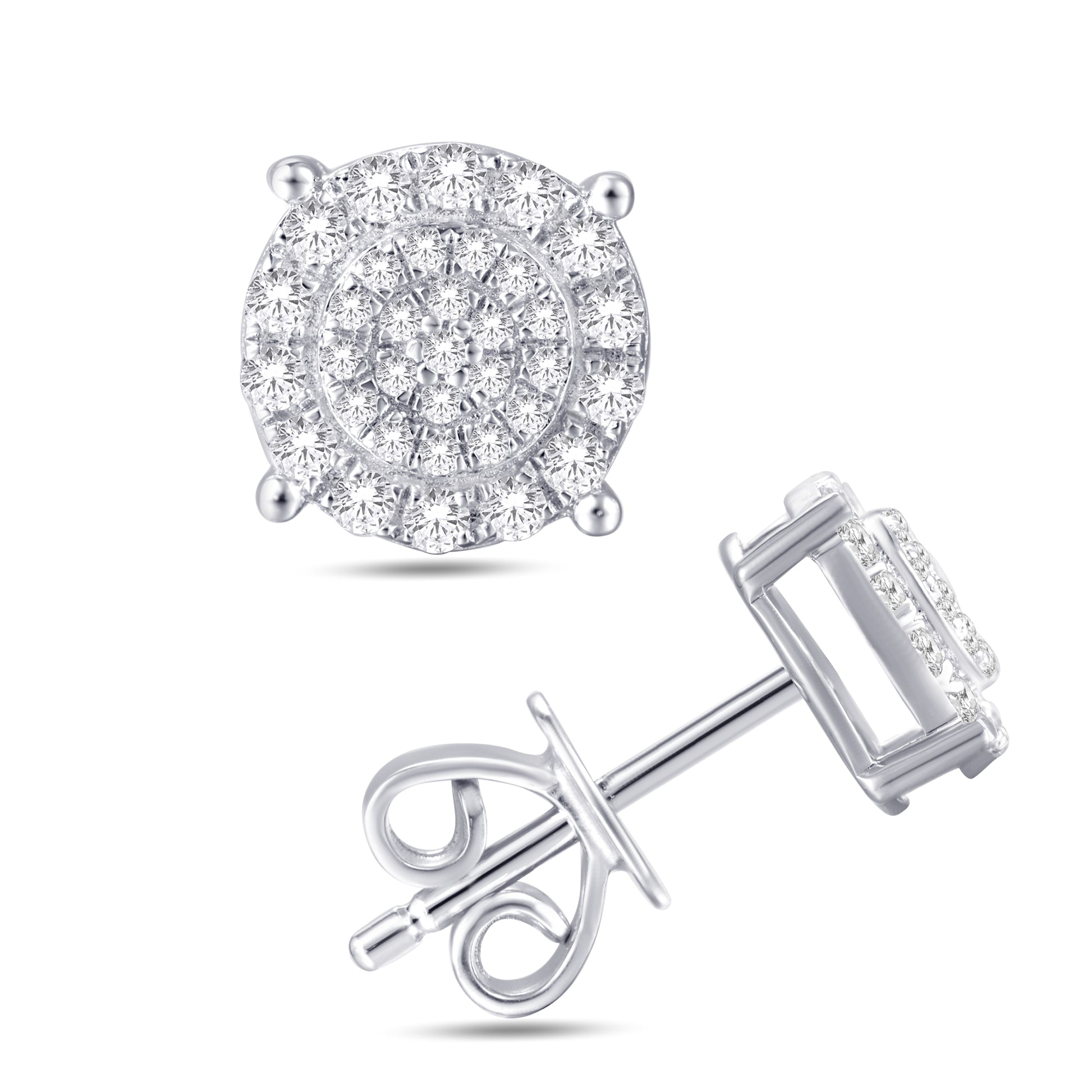 10 Karat White Gold 0.36 Carat Diamond Round Stud Earrings-0125948-WG