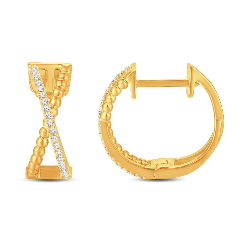 10 Karat All Yellow Gold 0.09 Carat Diamond Infinity Hoops - Picasso Gold & Diamond Jewelry