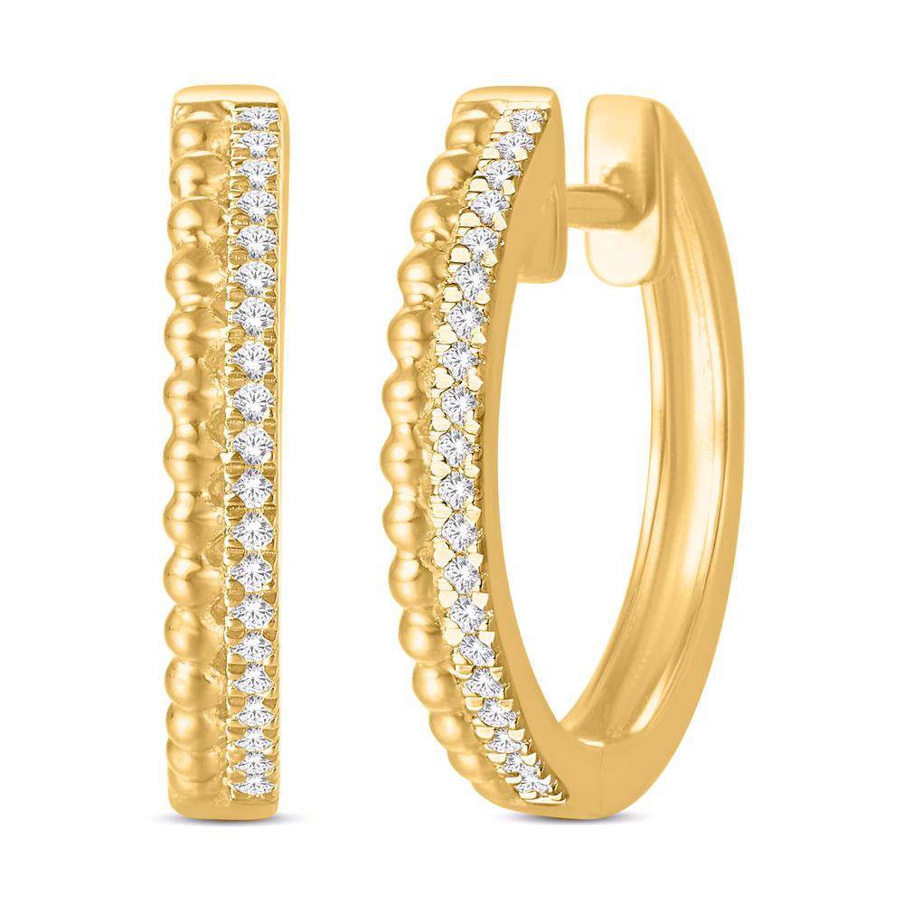 10 Karat All Yellow Gold 0.10 Carat Diamond Classic Hoops Earrings - Picasso Gold & Diamond Jewelry