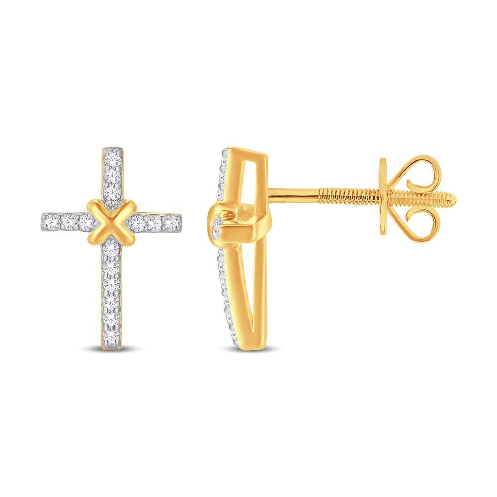 10 Karat Yellow Gold 0.09 Carat Diamond Cross Earrings-0125958-YG - Picasso Gold & Diamond Jewelry