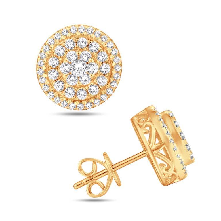 10 Karat All Yellow Gold 0.71 Carat Diamond Round Earrings - Picasso Gold & Diamond Jewelry