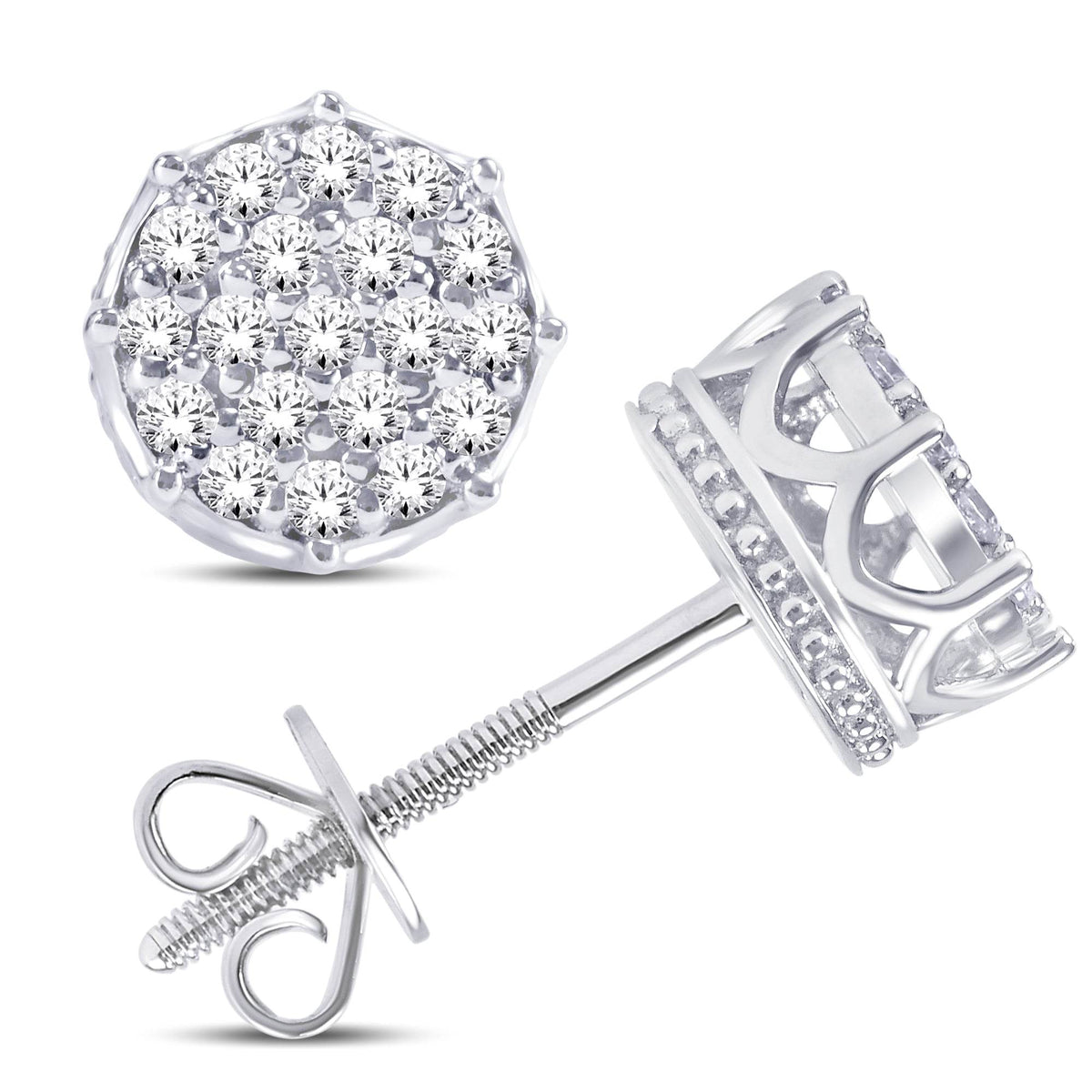 10 Karat White Gold 0.20 Carat Diamond Round Earrings-0125998-WG - Picasso Gold & Diamond Jewelry