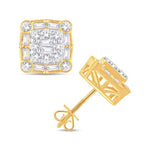 10 Karat Yellow Gold 1.06 Carat Diamond Square Earrings - Picasso Gold & Diamond Jewelry